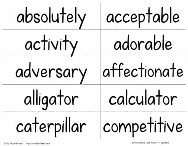 four syllable words