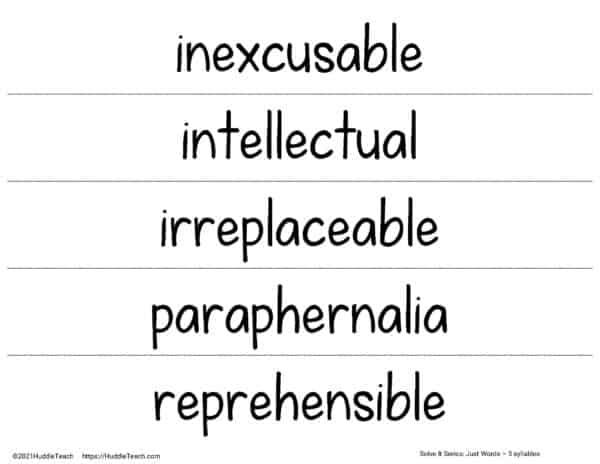 five syllable words