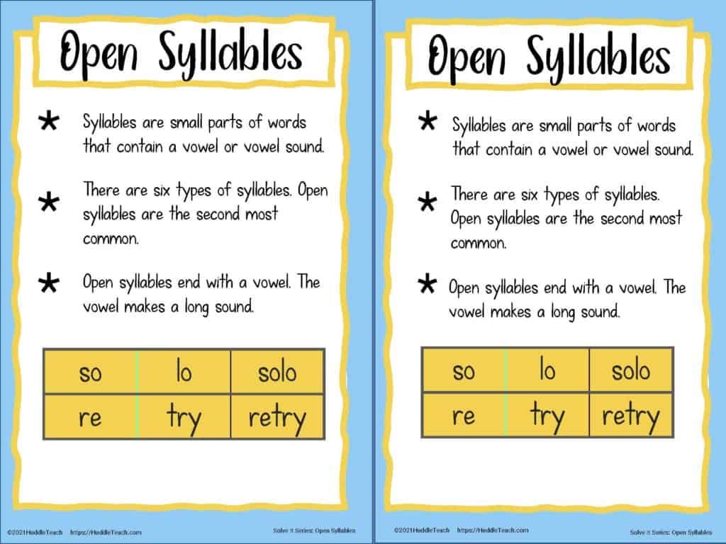 Open Syllables Solve It Series HuddleTeach