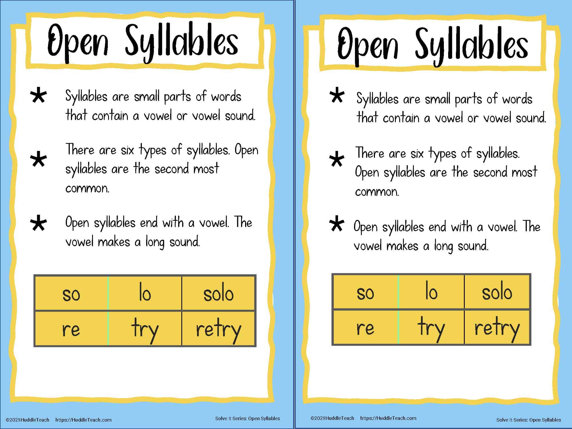 Open Syllables HuddleTeach