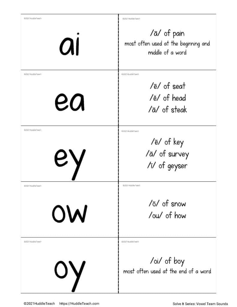 Vowel Teams Syllables HuddleTeach