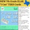 cover for 7th grade elar teks cards