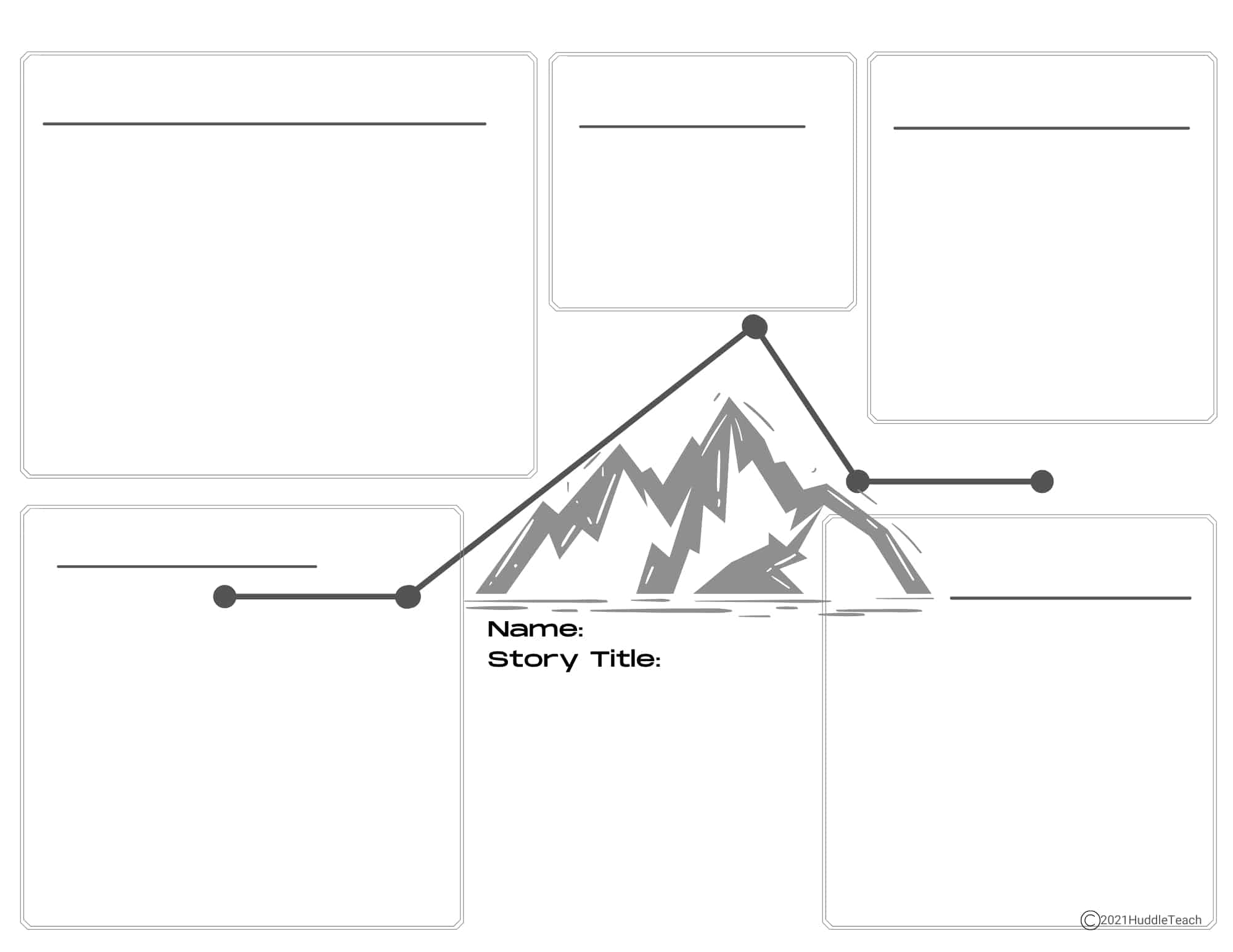 plot line mountain with empty writing spaces