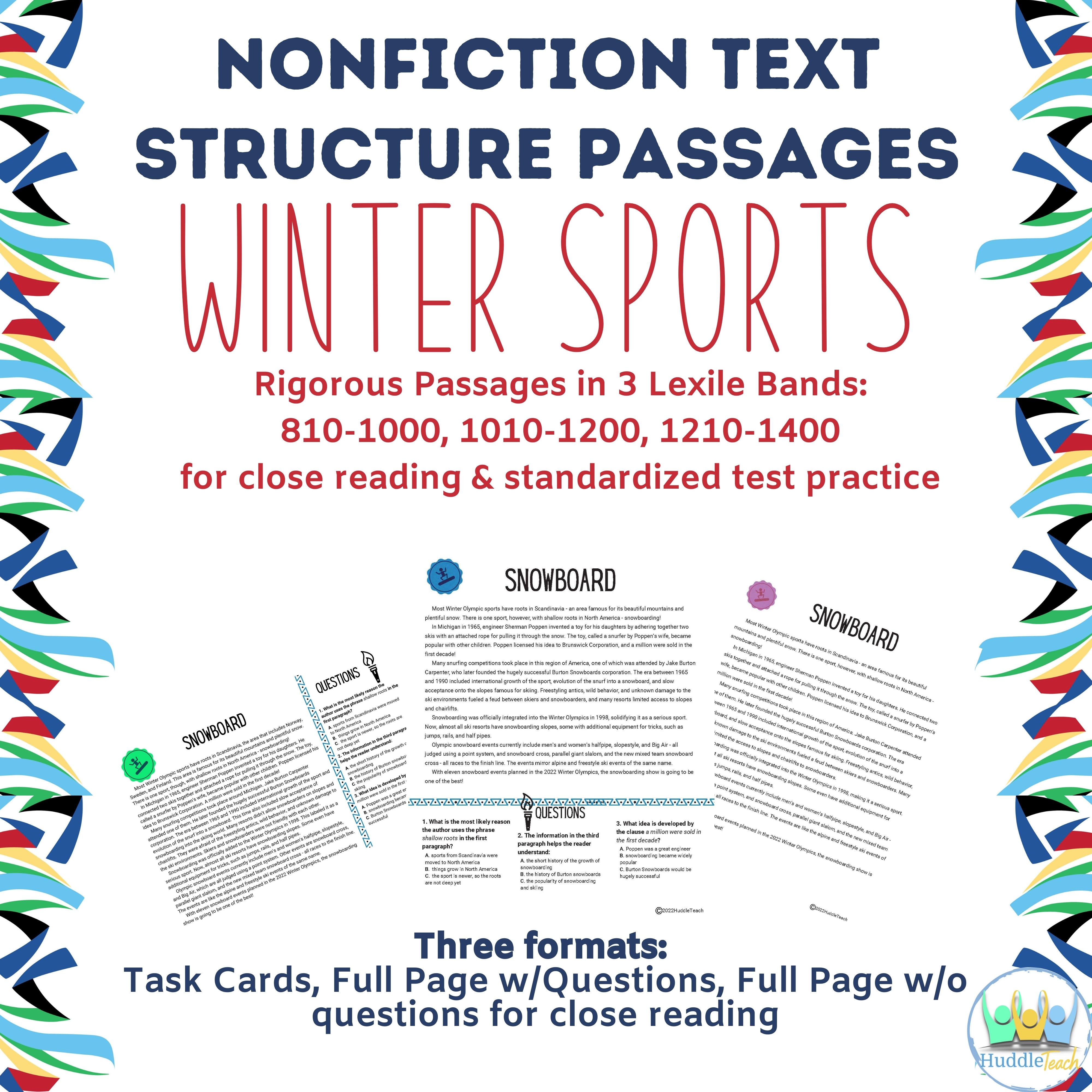Winter Olympics Reading Passages Nonfiction Structures & Test