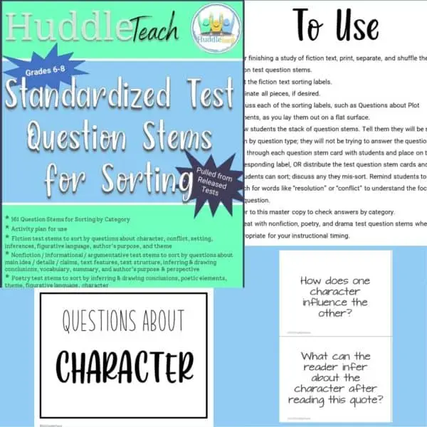 Test Prep: Standardized Test Question Stems Sorting Activity